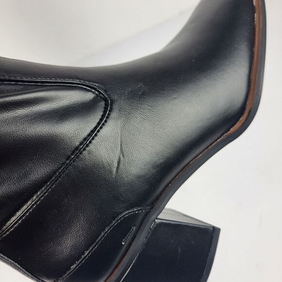 Franco Sarto Figaro Knee High Heeled Stretch Faux leather Black Boot Size 9.5M - Picture 7 of 16